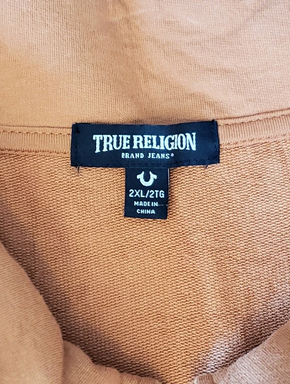 TRUE RELIGION Men's 1/4 Zip Pullover SS Lightweight Sweatshirt (XXL) Orange/Blue
